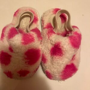 Cat & Jack Fuzzy Pink and White Slippers